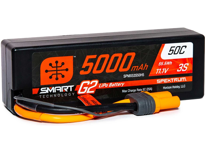 Náhľad produktu - Spektrum Smart G2 LiPo 3S 5000mAh 11,1V (50C) Hardcase IC5 Plug