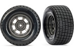 Traxxas Tires & wheels 2.2/3.0", dirt oval, graphite gray wheels, Hoosier tires (2) (2WD front only)