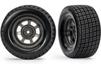 Traxxas Tires & wheels 2.2/3.0", dirt oval, graphite gray wheels, Hoosier tires (2) (4WD, 2WD rear o