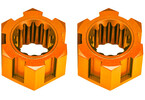 Traxxas Wheel hubs, hex, front aluminum (orange-anodized) (2)