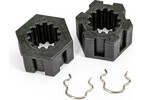 Traxxas Wheel hubs, hex, front (2)/ hex clips (2)