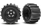 Traxxas Tires & wheels 3.6/4,7", Sand Car Race black wheels, belted paddle tires (rear) (pair)