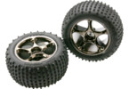 Traxxas Tires & wheels 2.2", Tracer black chrome, Alias tires (2) (rear)
