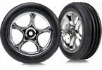 Traxxas Tires & wheels 2.2", Tracer chrome, Ribbed tires (2) (front)
