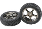 Traxxas Tires & wheels 2.2", Tracer black chrome, Anaconda tires (2) (front)