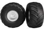 Traxxas Wheels 2.0/3.0", satin chrome wheel, Terra Groove tires, foam inserts (pair)