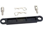 Traxxas Battery hold-down plate (black)/ metal posts (2)/body clips (2)