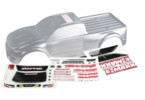 Traxxas karosérie čirá, samolepky: E-Maxx Brushless