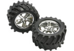 Traxxas kolo 3.8", disk Split Spoke H14 stříbrný, pneu Maxx Chevron (pár)