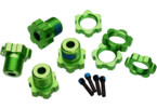 Traxxas Wheel hubs, splined, 17mm (green-anodized) (4)/ wheel nuts (4)