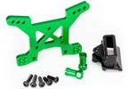 Traxxas Shock tower, front, 7075-T6 aluminum (green-anodized)/ body mount bracket