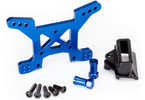 Traxxas Shock tower, front, 7075-T6 aluminum (blue-anodized)/ body mount bracket