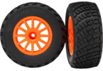 Traxxas Tires & wheels 2.2/3.0", Rally orange wheels, gravel tires (2)