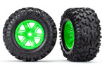 Traxxas Tires & wheels 4.3/5.7", X-Maxx green wheels, Maxx AT tires (pair)