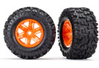 Traxxas Tires & wheels 4.3/5.7", X-Maxx orange wheels, Maxx AT tires (pair)