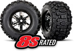Traxxas Tires & wheels, X-Maxx black chrome wheels, Sledgehammer tires (2)