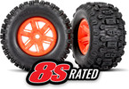 Traxxas Tires & wheels, X-Maxx orange wheels, Sledgehammer tires (2)