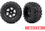 Traxxas Tires & wheels 4.3/5.7", X-Maxx black wheels, Sledgehammer tires (pair)