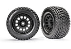 Traxxas Tires & wheels, XRT Race black wheels, Gravix tires, foam inserts (left & right)
