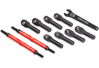 Traxxas Toe links, E-Revo VXL (tubes red-anodized, 7075-T6 aluminum) (144mm) (2)