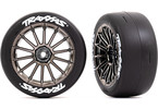 Traxaxs Tires and wheels 2.0", multi-spoke black chrome wheels, slick tires (front) (2)