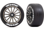 Traxxas Tires and wheels 2.0", multi-spoke black chrome wheels, slick tires (rear) (2)