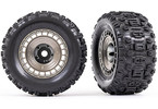 Traxxas Tires and wheels 3.8", satin black chrome wheels w/ covers, Sledgehammer tires (2)