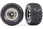 Traxxas Tires and wheels 3.8", black chrome wheels w/ covers, Sledgehammer tires (2)