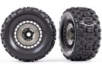 Traxxas Tires and wheels 3.8", black wheels, gray wheel covers, Sledgehammer tires (2)
