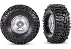 Traxxas Tires & wheels 1.0", satin chrome wheels, Mickey Thompson Baja Pro Xs tires (2)