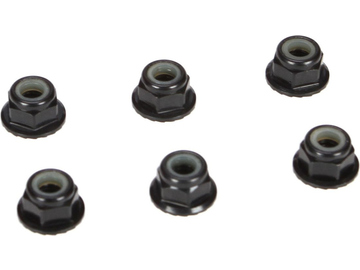 4mm Aluminum Serrated Lock Nuts, Black (6) / TLR336000