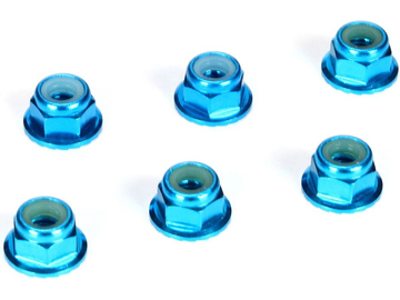 4mm Aluminum Serrated Lock Nuts, Blue (6) / TLR336001