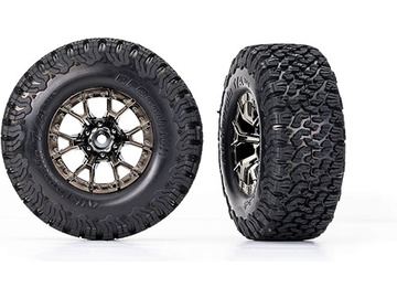 Traxxas Tires & wheels 3.0/2.2", Ford Raptor R black chrome wheels, BFGoodrich T/A KO2 tires (2) (2W / TRA10186-BLKCR