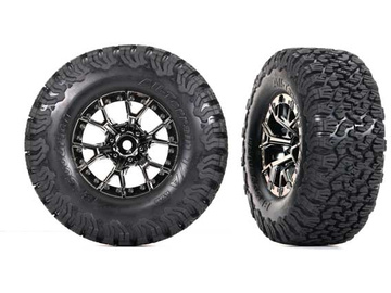 Traxxas Tires & wheels 3.0/2.2", Ford Raptor R black chrome wheels, BFGoodrich T/A KO2 tires (2) / TRA10187-BLKCR
