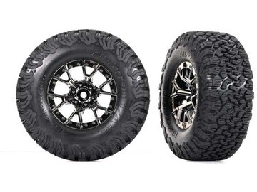 Traxxas Tires & wheels 3.0/2.2", Ford Raptor R black chrome wheels, BFGoodrich T/A KO2 tires (2) Traxxas Tires & wheels 3.0/2.2", Ford Raptor R black chrome wheels, BFGoodrich T/A KO2 tires (2) / TRA10187-BLKCR