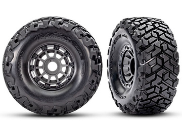 Traxxas Tires & wheels 2.2/3.2", charcoal gray wheels, Maxx Slash belted tires (pair) / TRA10272-GRAY