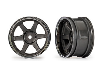 Traxxas Wheels 1.9" six spoke (graphite gray w/chrome rim) (wide, rear) (2) / TRA10572