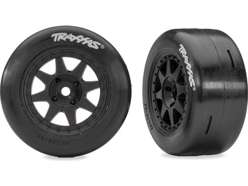 Traxxas kolo, disk 8-spoke, pneu slick (přední) (2) / TRA10876-BLK