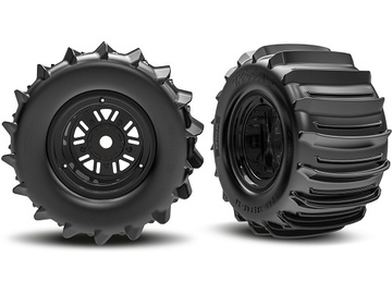 Traxxas Tires & wheels 3.6/4,7", Sand Car Race black wheels, belted paddle tires (rear) (pair) Traxxas Tires & wheels 3.6/4,7", Sand Car Race black wheels, belted paddle tires (rear) (pair) / TRA10973