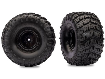 Traxxas Tires & wheels, black wheels, Talon MXT tires, (nitro r/ electric f) (2) / TRA13670