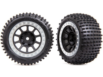 Traxxas Tires & wheels 2.2", graphite gray, satin chrome beadlock wheels, Alias tires (2) (rear) / TRA2470G