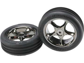 Traxxas kolo 2.2", disk Tracer černý chrom, pneu Ribbed (2) / TRA2471A