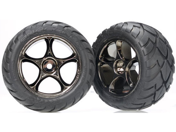 Traxxas Tires & wheels 2.2", Tracer black chrome, Anaconda tires (2) (rear) / TRA2478A