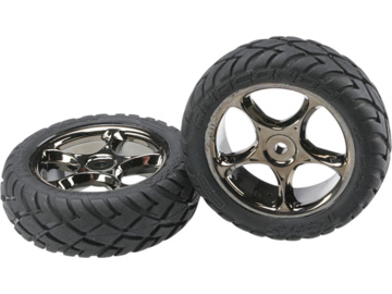 Traxxas Tires & wheels 2.2", Tracer black chrome, Anaconda tires (2) (front) Traxxas Tires & wheels 2.2", Tracer black chrome, Anaconda tires (2) (front) / TRA2479A