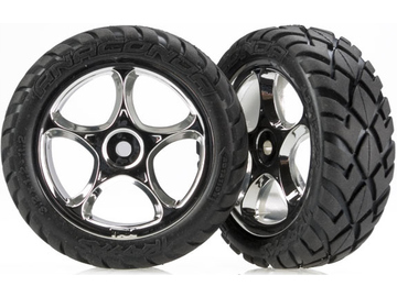 Traxxas Tires & wheels 2.2", Tracer chrome, Anaconda tires (2) (front) / TRA2479R
