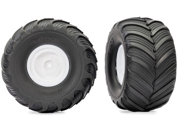 Traxxas Tires & wheels 2.0/3.0", white wheels, Terra Groove tires (2) Traxxas Tires & wheels 2.0/3.0", white wheels, Terra Groove tires (2) / TRA3663-WHT