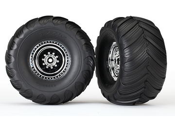 Traxxas Wheels 2.0/3.0", chrome, Terra Groove tires, foam inserts (pair) / TRA3663X