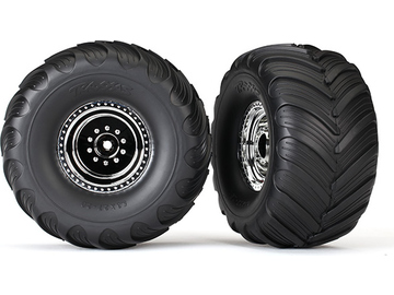 Traxxas Wheels 3.0/2.0", chrome wheels, Terra Groove tires, foam inserts (2) / TRA3665X