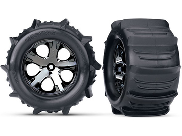 Traxxas Wheels 2.8", All-Star black chrome wheels, paddle tires, foam inserts (pair) / TRA3689