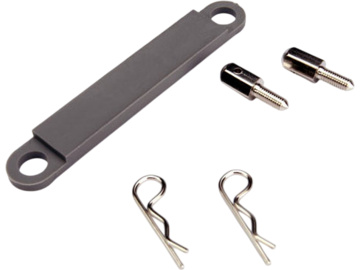 Traxxas Battery hold-down plate (grey)/ metal posts (2)/ body clips (2) Traxxas Battery hold-down plate (grey)/ metal posts (2)/ body clips (2) / TRA3727A